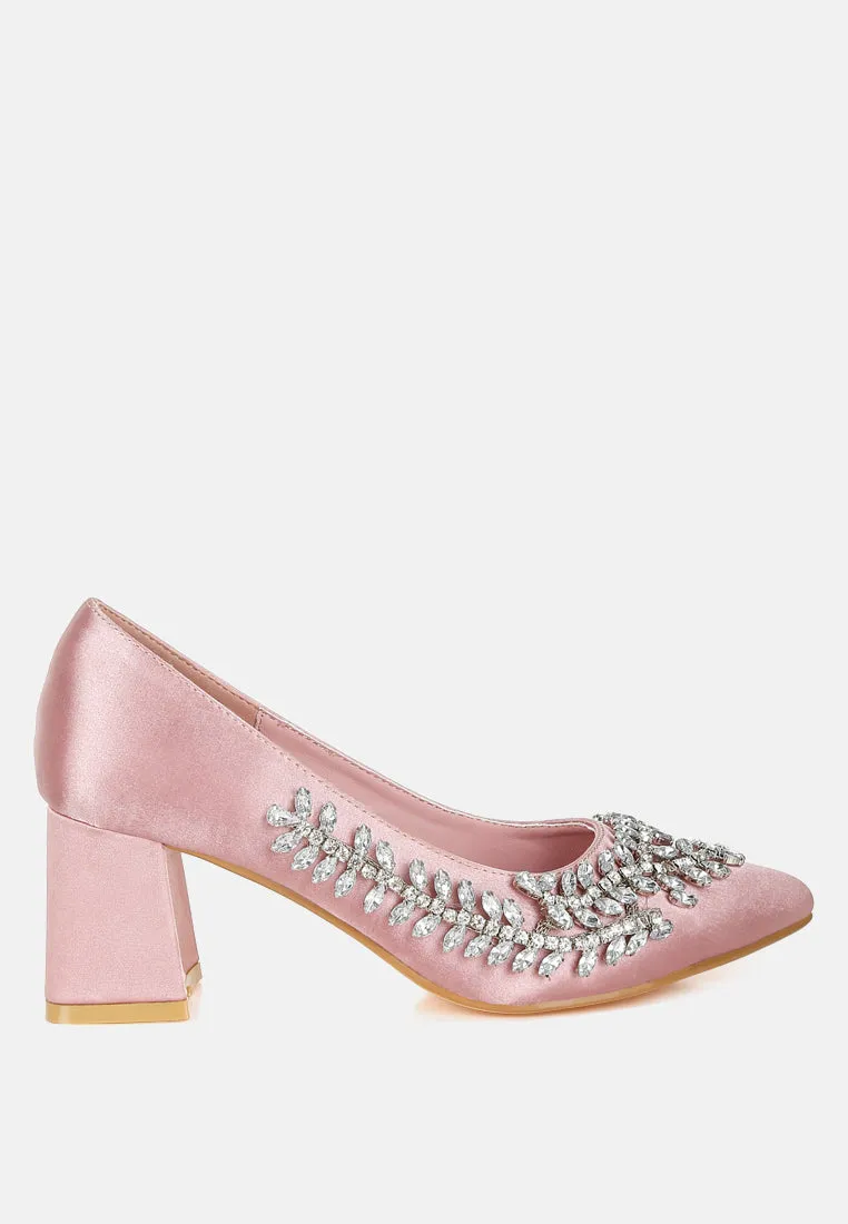 Abatina Satin Diamante Embellished Pumps