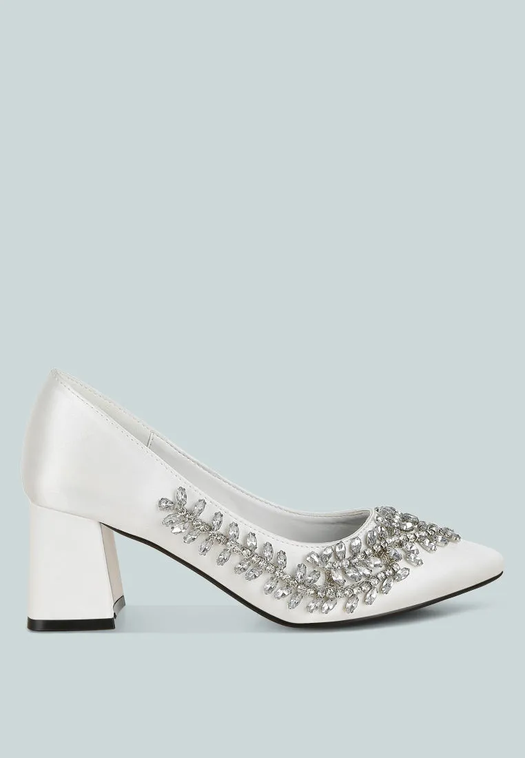 Abatina Satin Diamante Embellished Pumps