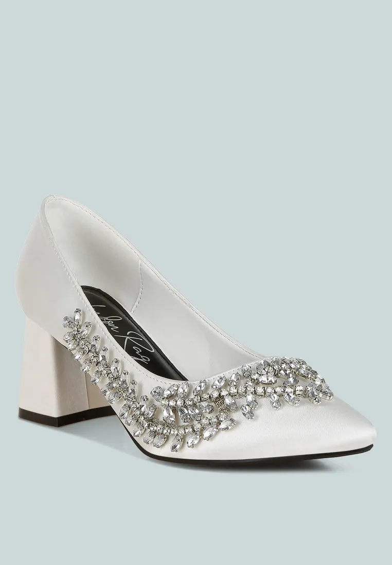 Abatina Satin Diamante Embellished Pumps