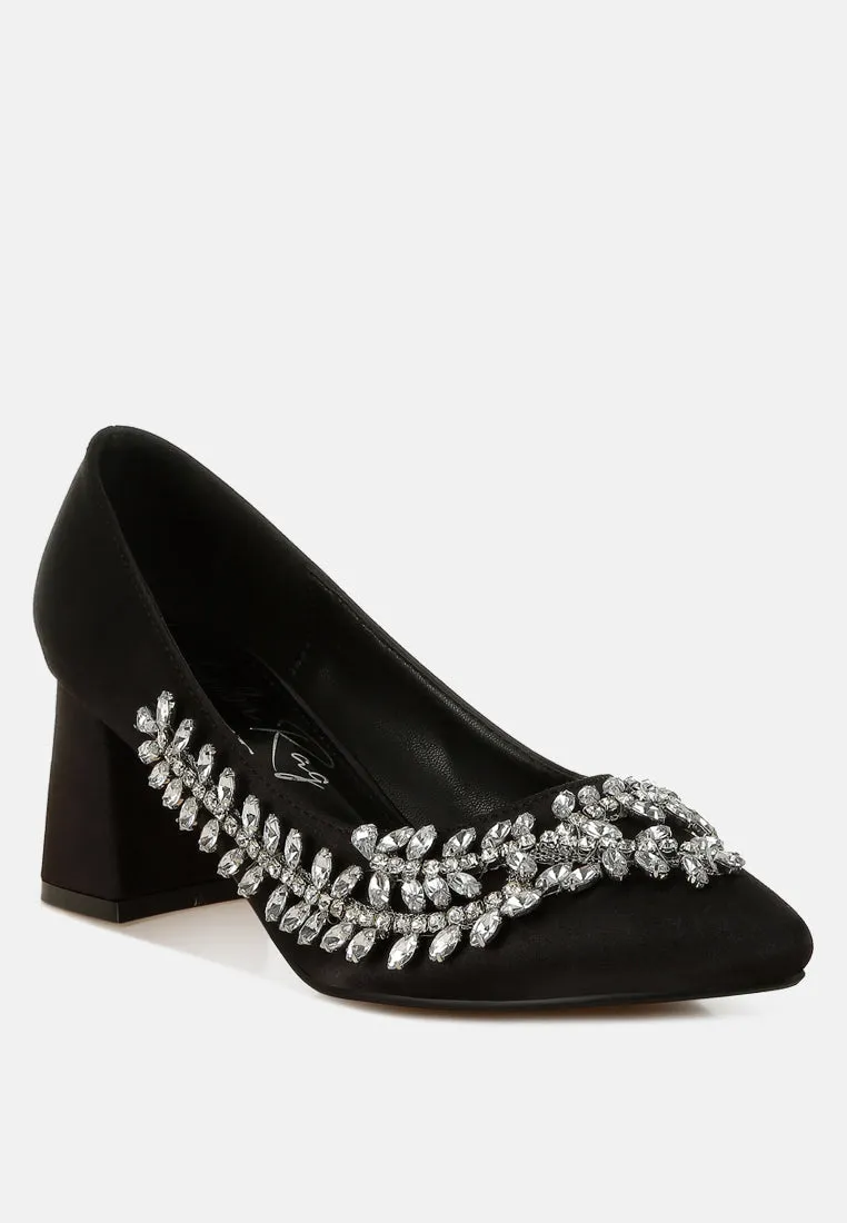 Abatina Satin Diamante Embellished Pumps