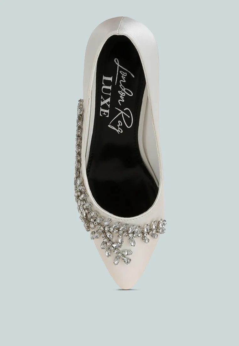 Abatina Satin Diamante Embellished Pumps