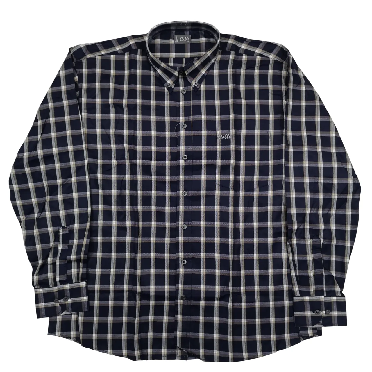 Aero Cable LS Navy Check Shirt