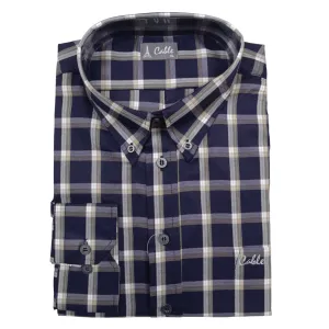 Aero Cable LS Navy Check Shirt