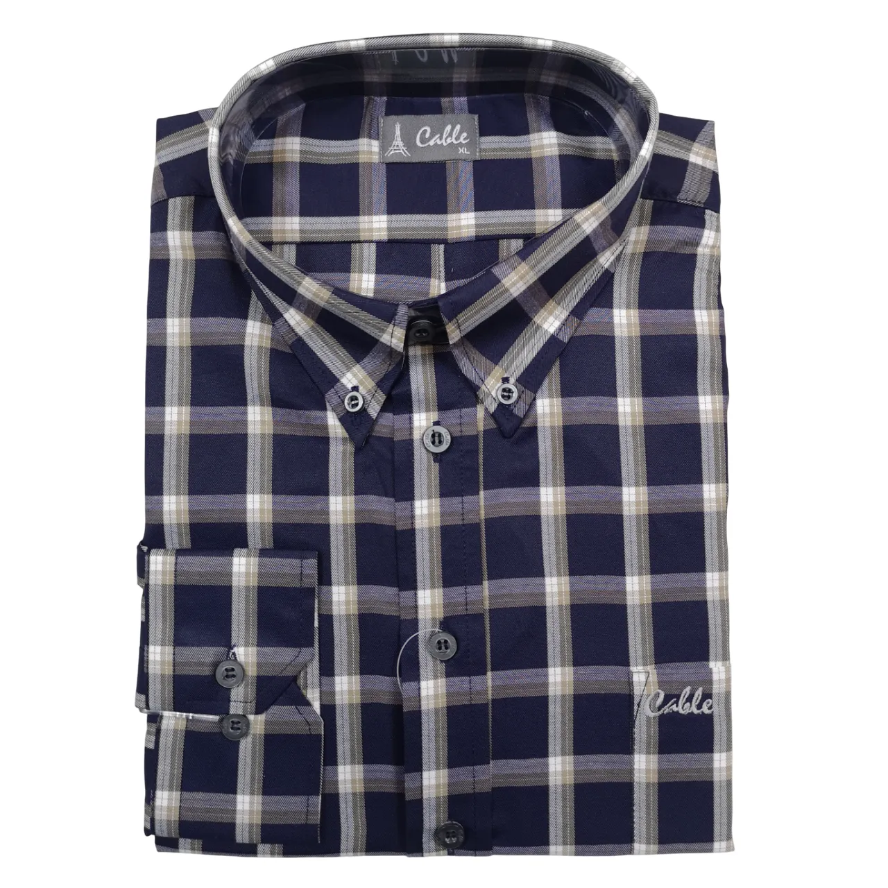 Aero Cable LS Navy Check Shirt