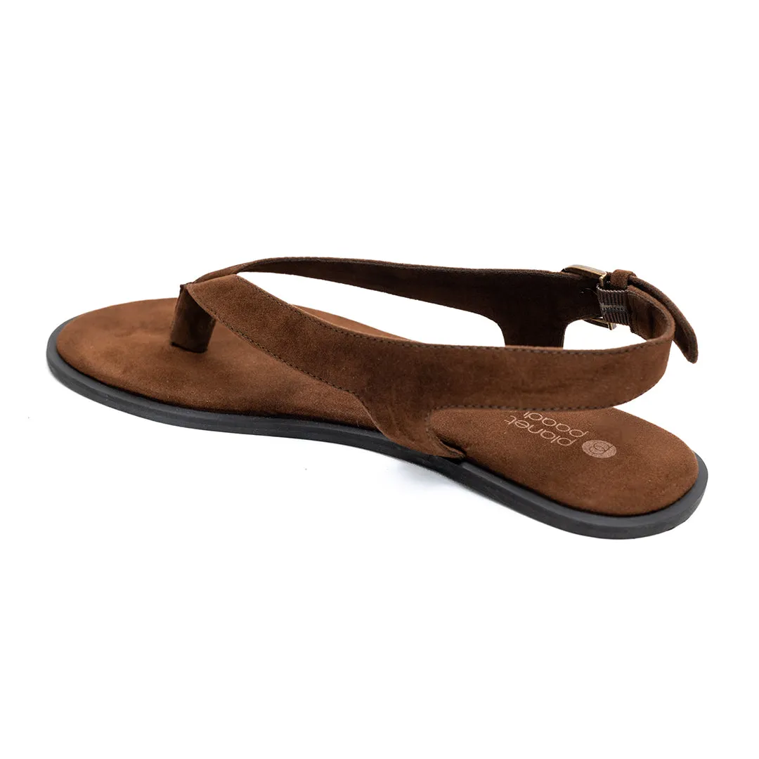 Aida Luxe Thong-Strap Vegan Suede Brown Women Sandals