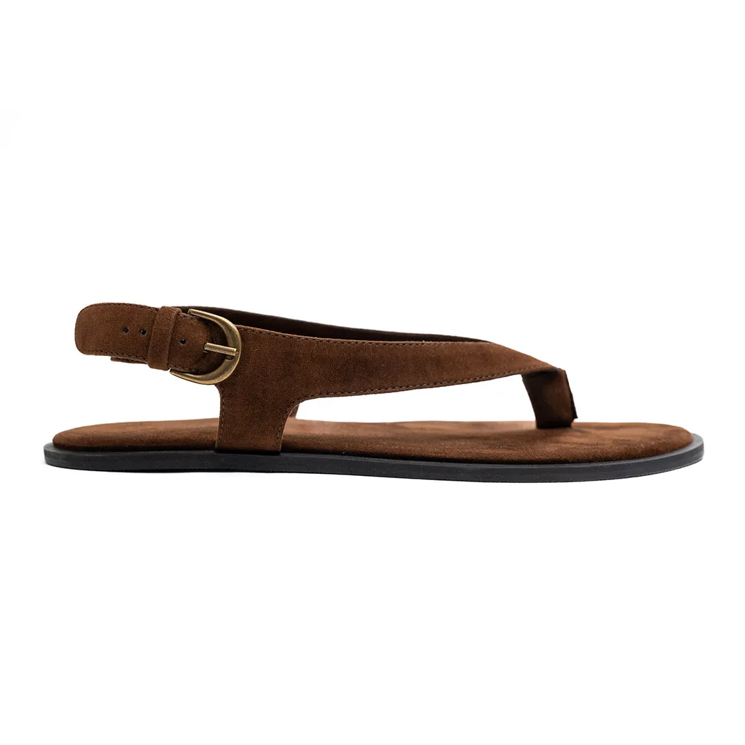 Aida Luxe Thong-Strap Vegan Suede Brown Women Sandals