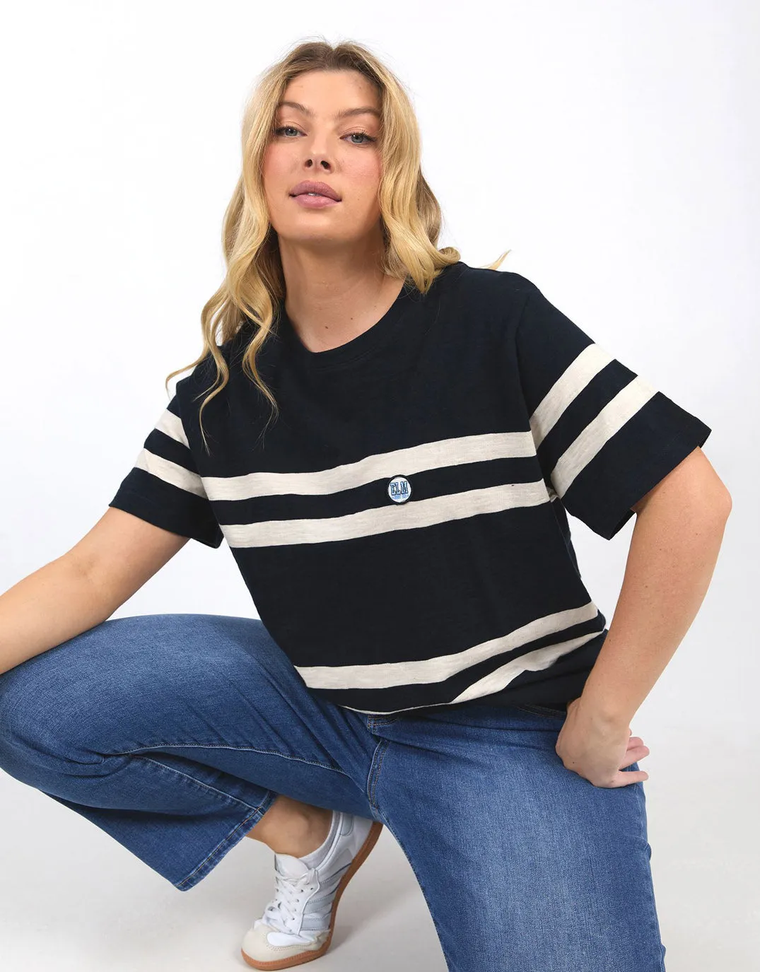 Allegra Short Sleeve Tee - Navy/White Stripe