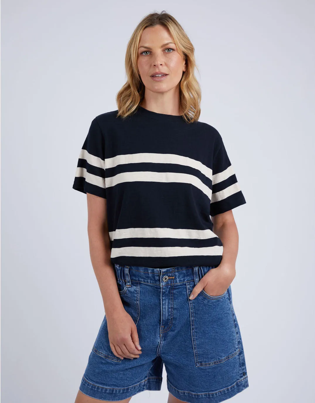 Allegra Short Sleeve Tee - Navy/White Stripe