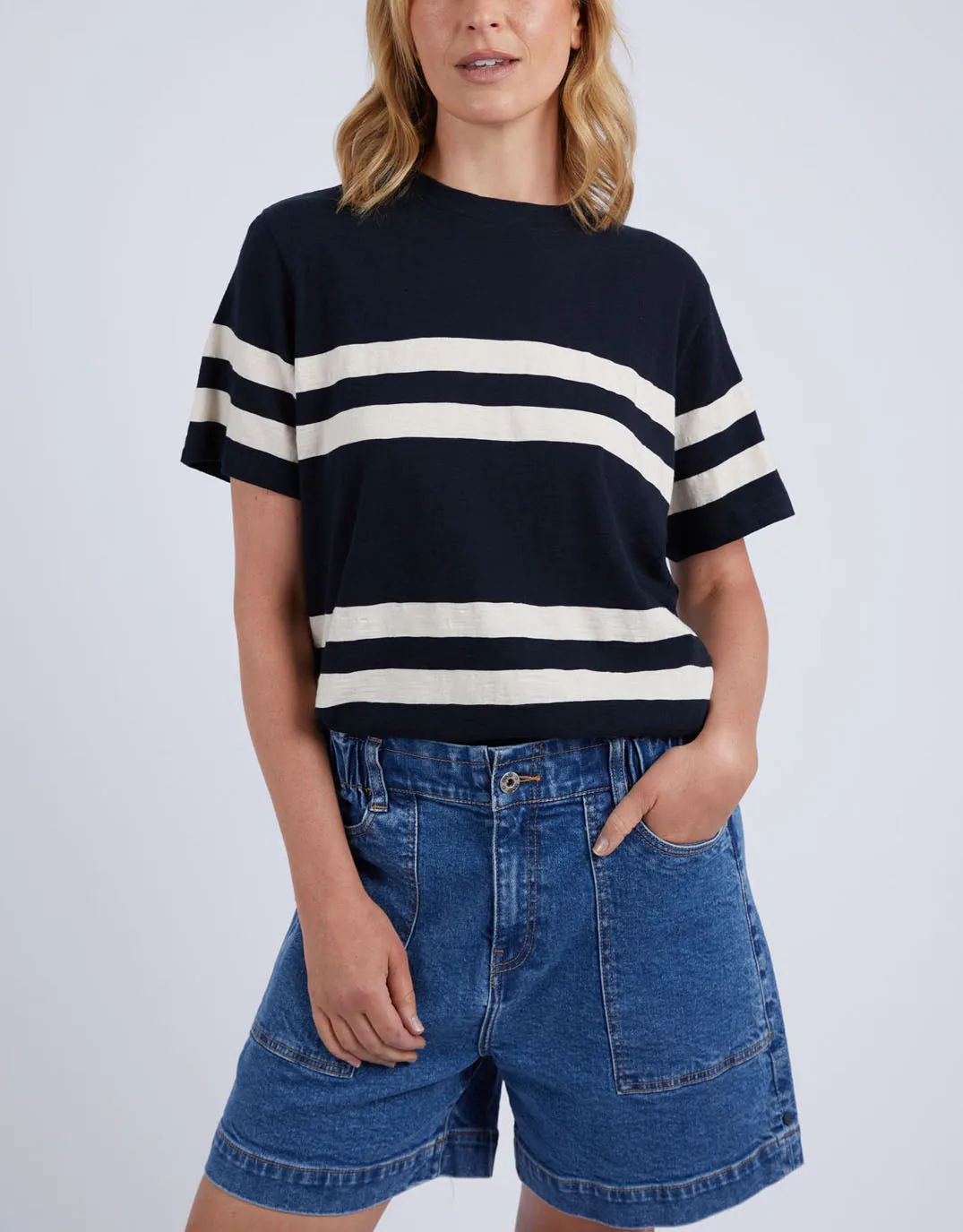 Allegra Short Sleeve Tee - Navy/White Stripe