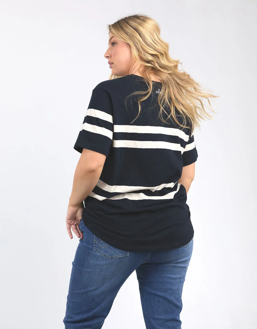 Allegra Short Sleeve Tee - Navy/White Stripe