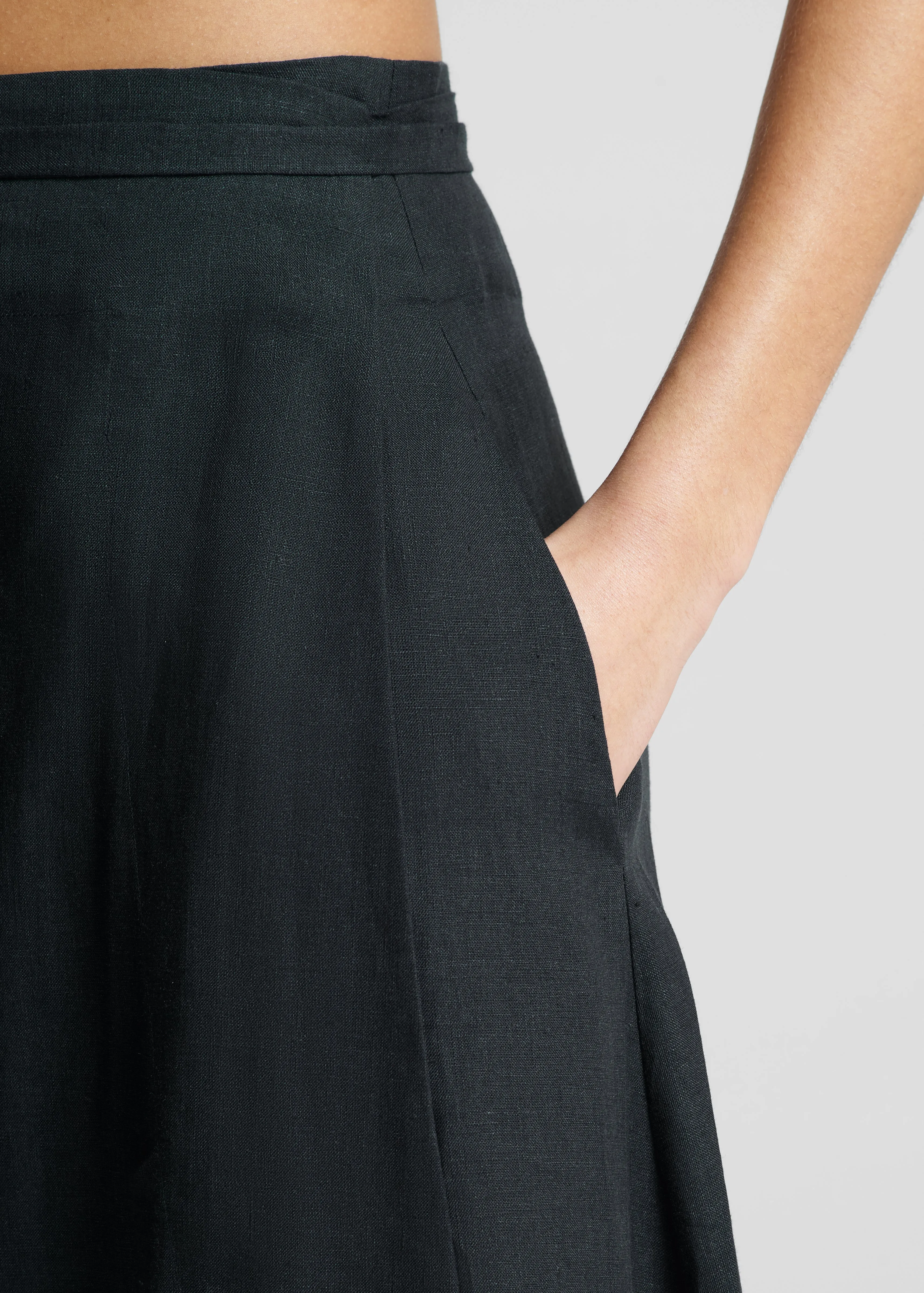 Amalfi Skirt Black Organic Linen