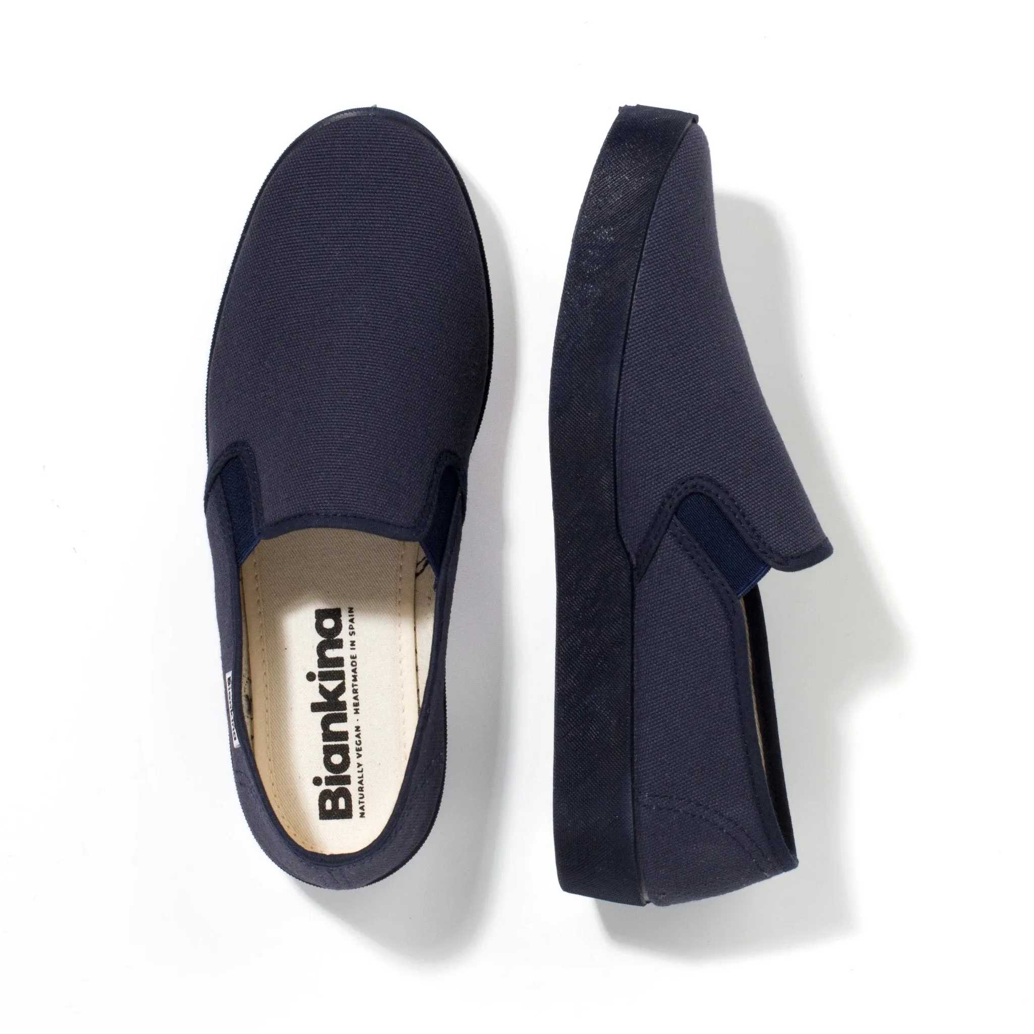 Barcelona Organic Cotton Canvas Slip Ons - Navy Blue