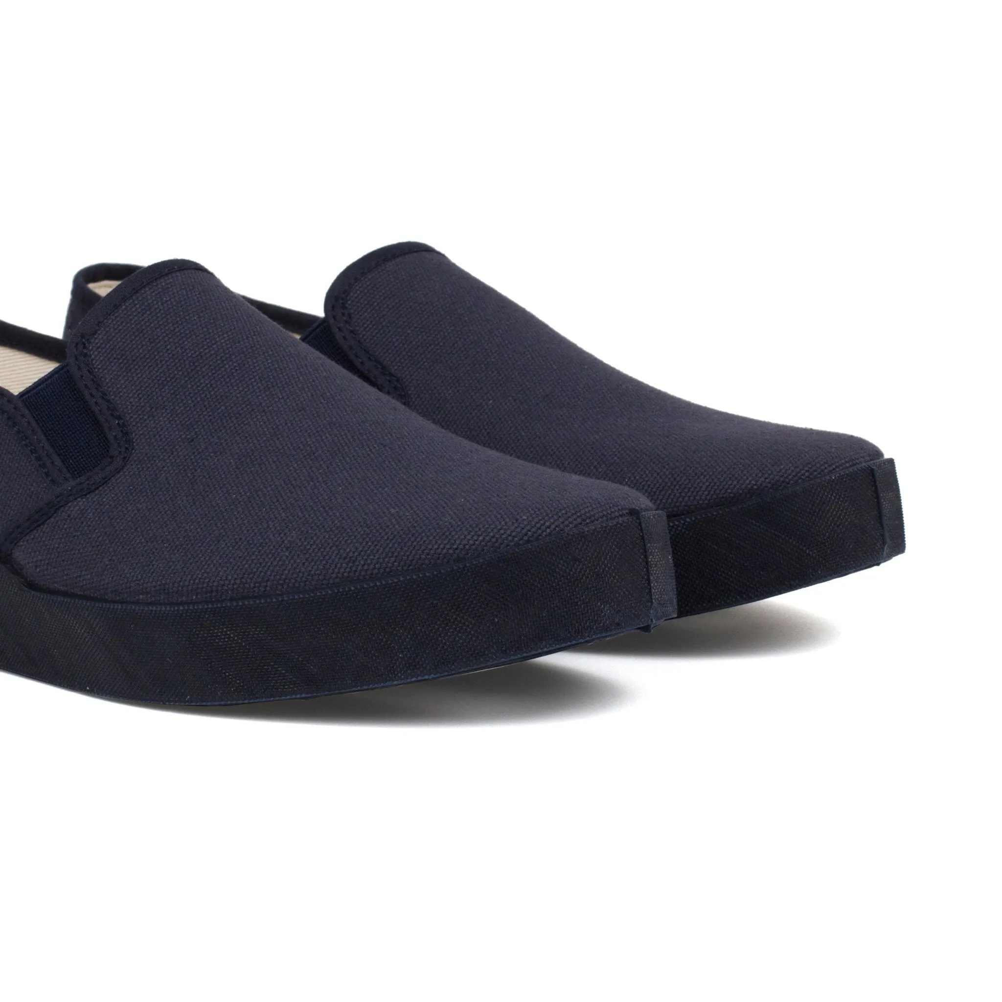 Barcelona Organic Cotton Canvas Slip Ons - Navy Blue