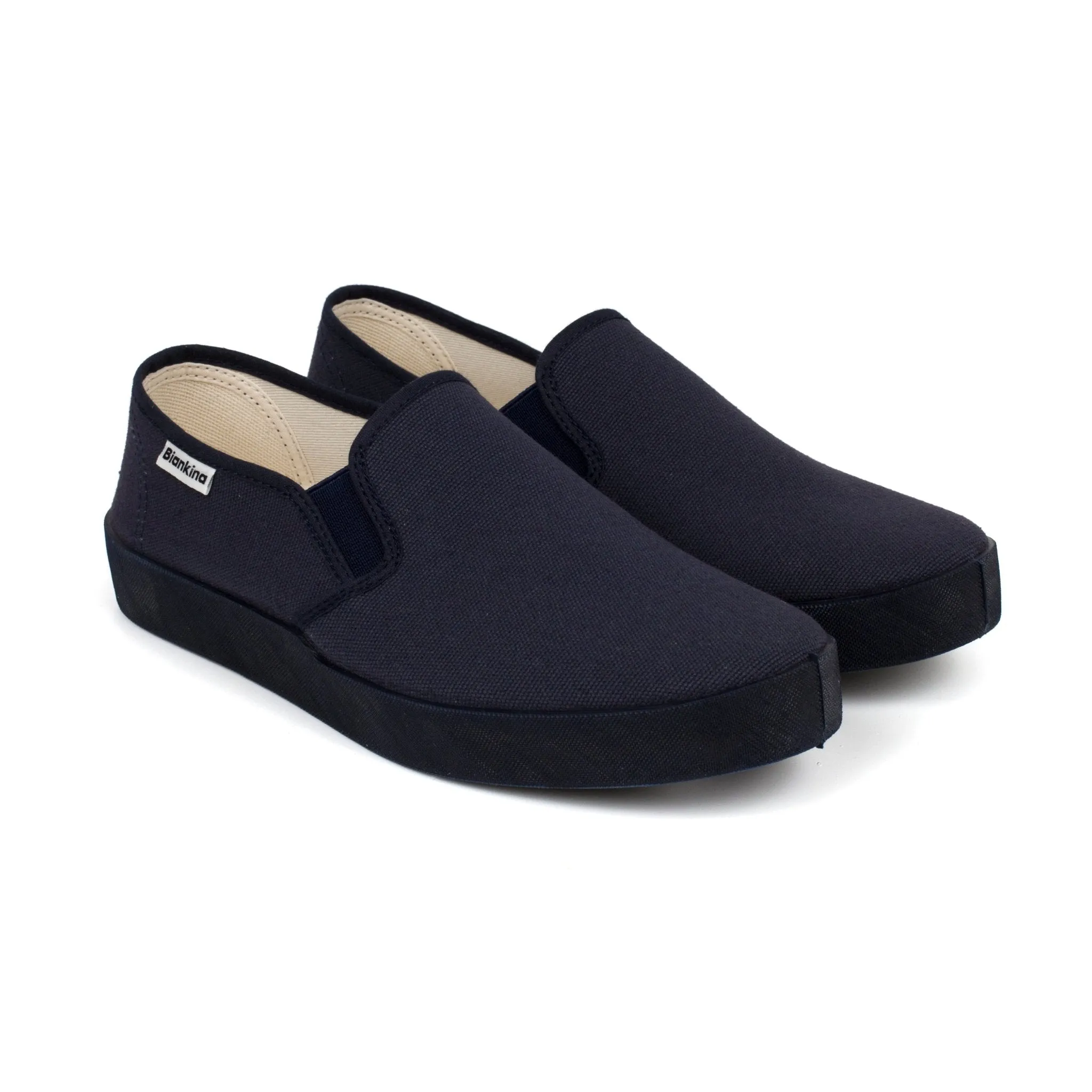 Barcelona Organic Cotton Canvas Slip Ons - Navy Blue