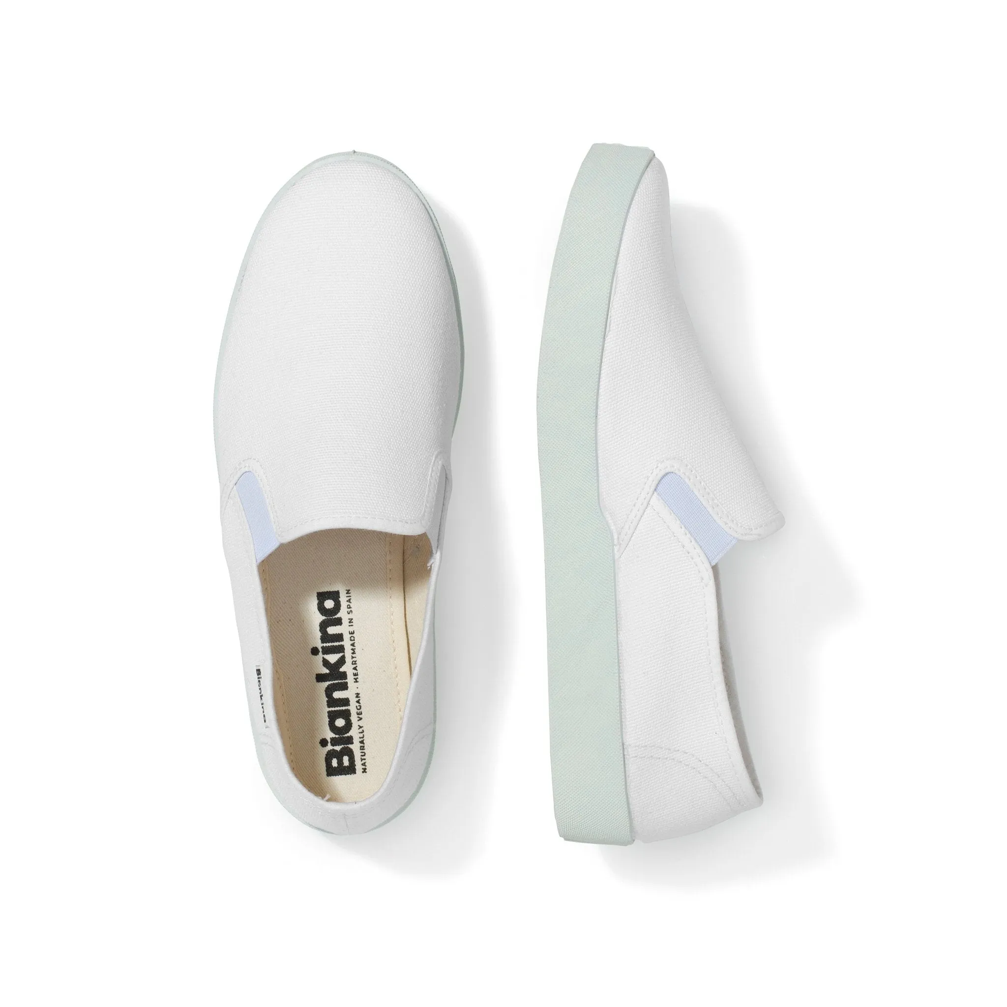 Barcelona Organic Cotton Canvas Slip Ons - White