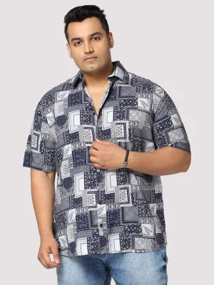 Battleship Digital Printed Half Shirt Men's Plus Size