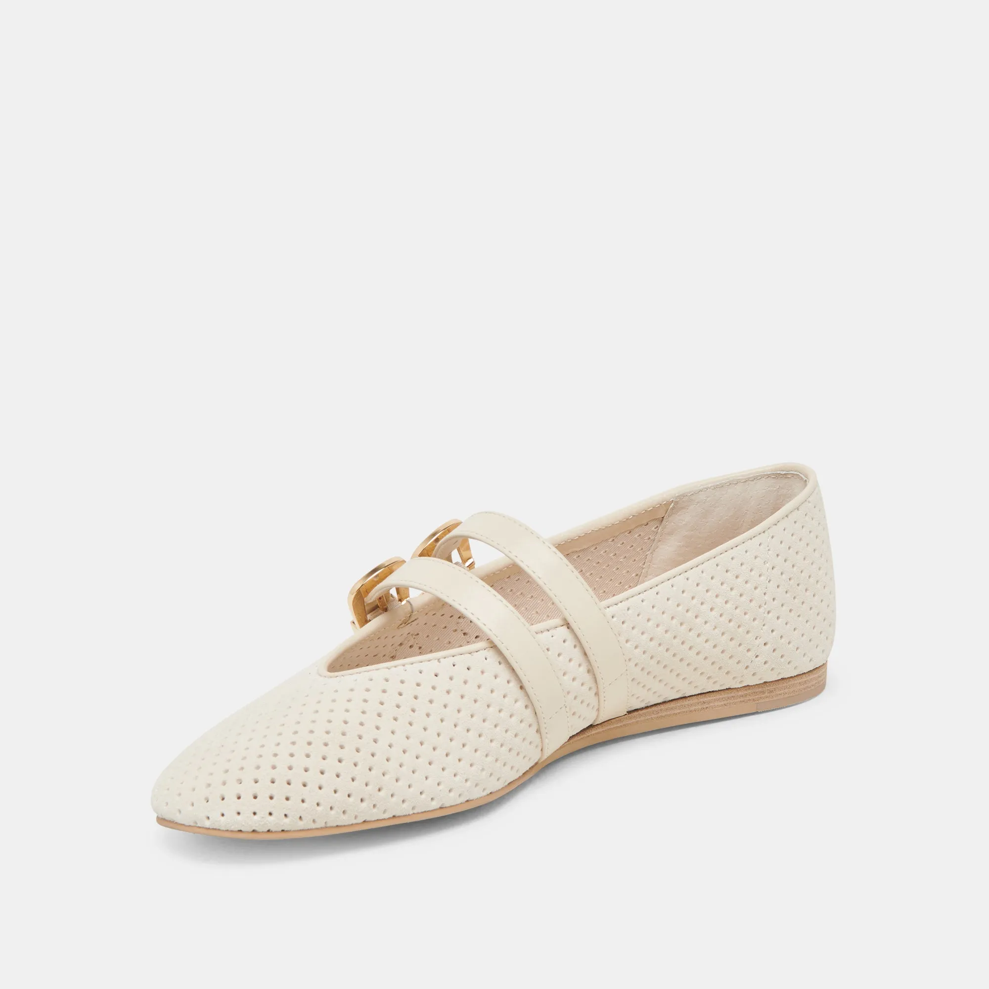 BAYLEE BALLET FLATS BONE PERFORATED SUEDE