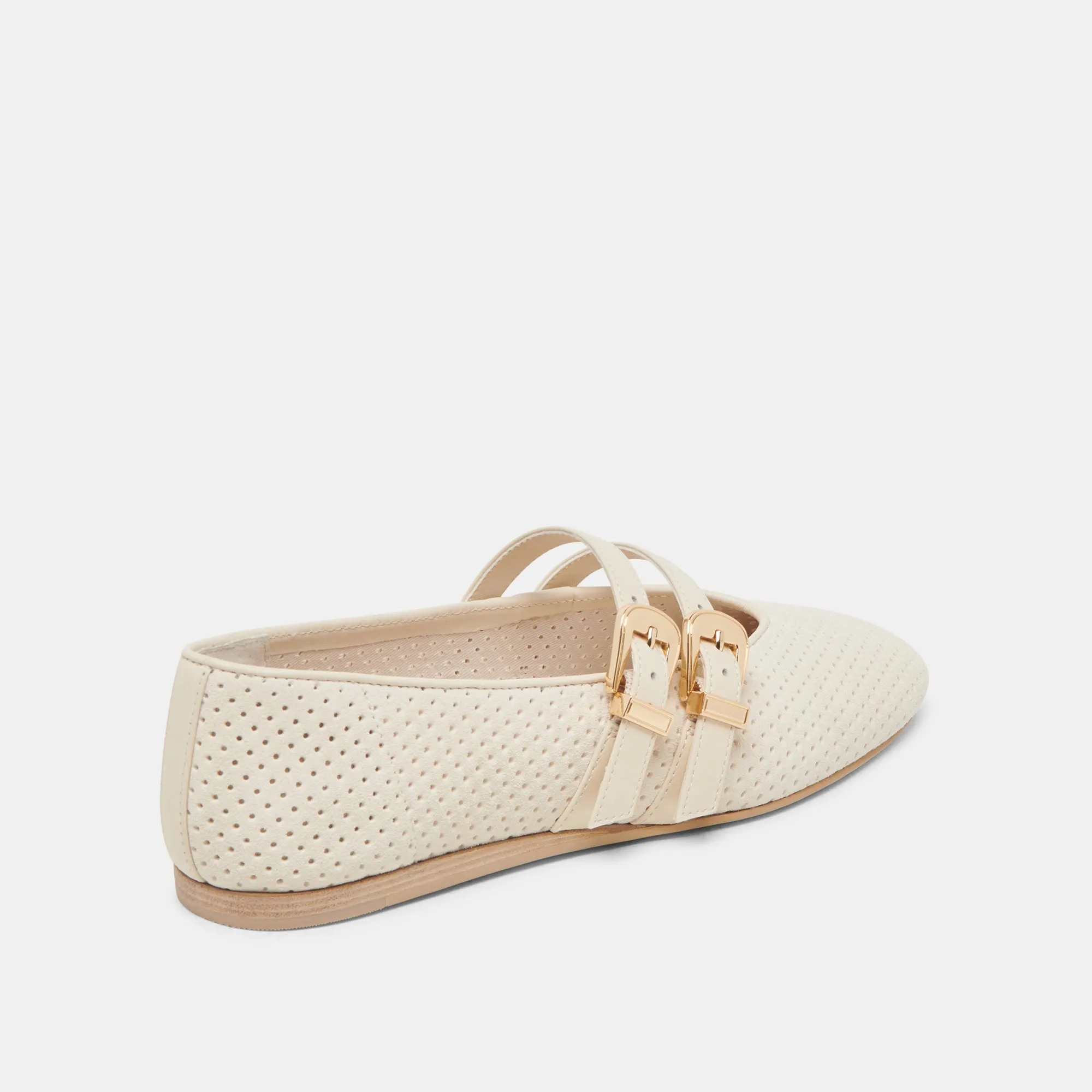 BAYLEE BALLET FLATS BONE PERFORATED SUEDE