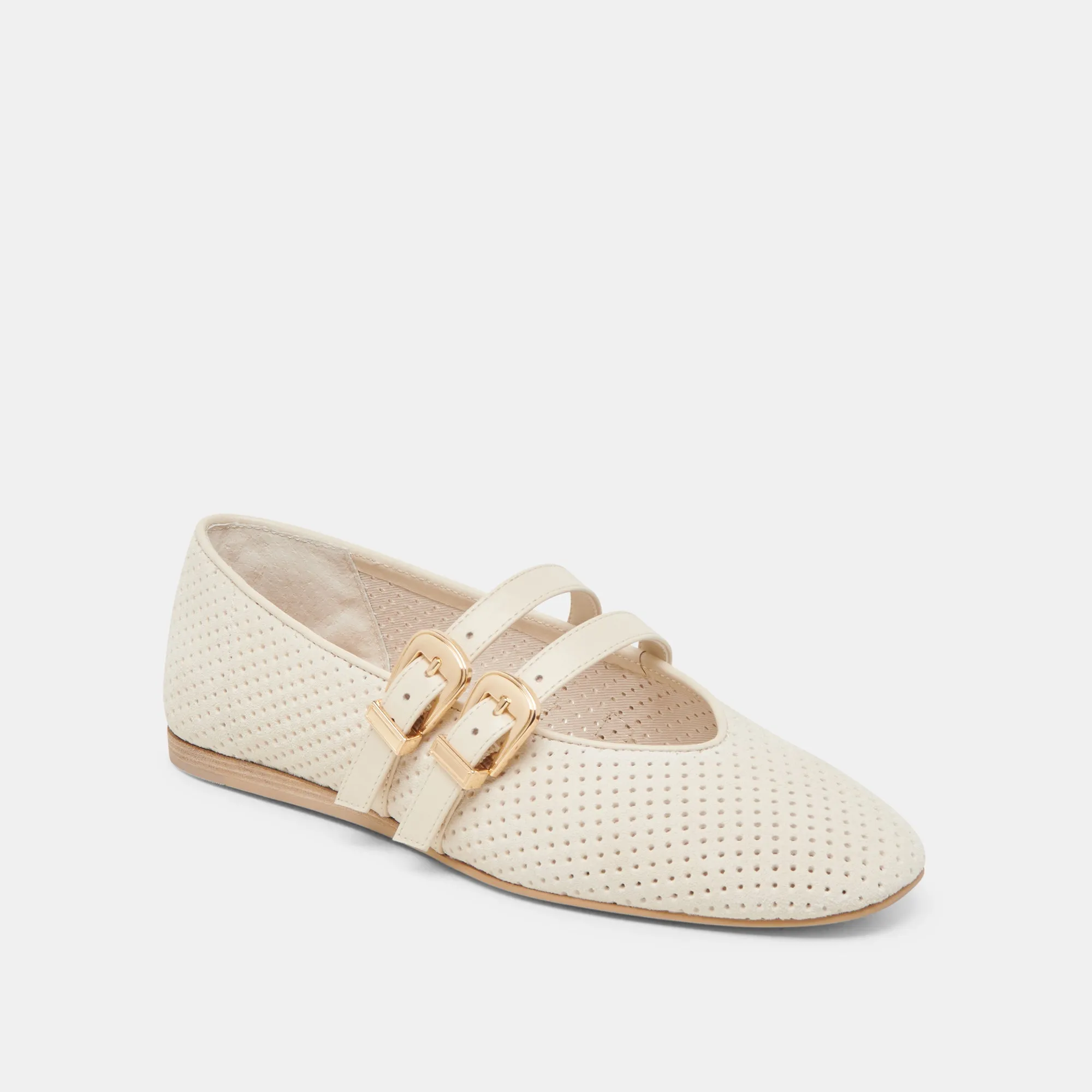 BAYLEE BALLET FLATS BONE PERFORATED SUEDE