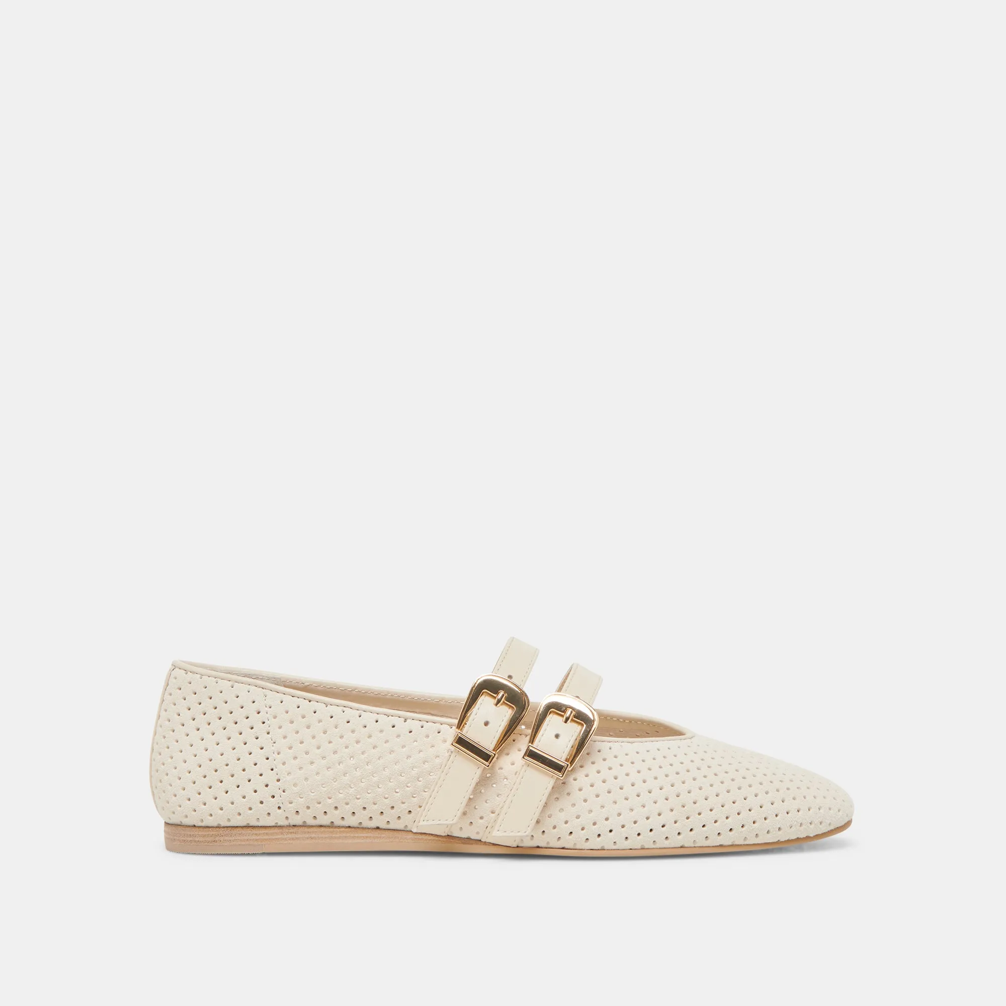 BAYLEE BALLET FLATS BONE PERFORATED SUEDE