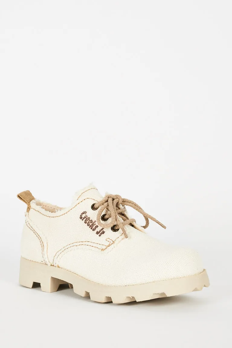 Beige Sporty Shoes With Lace Up Ex-Branded