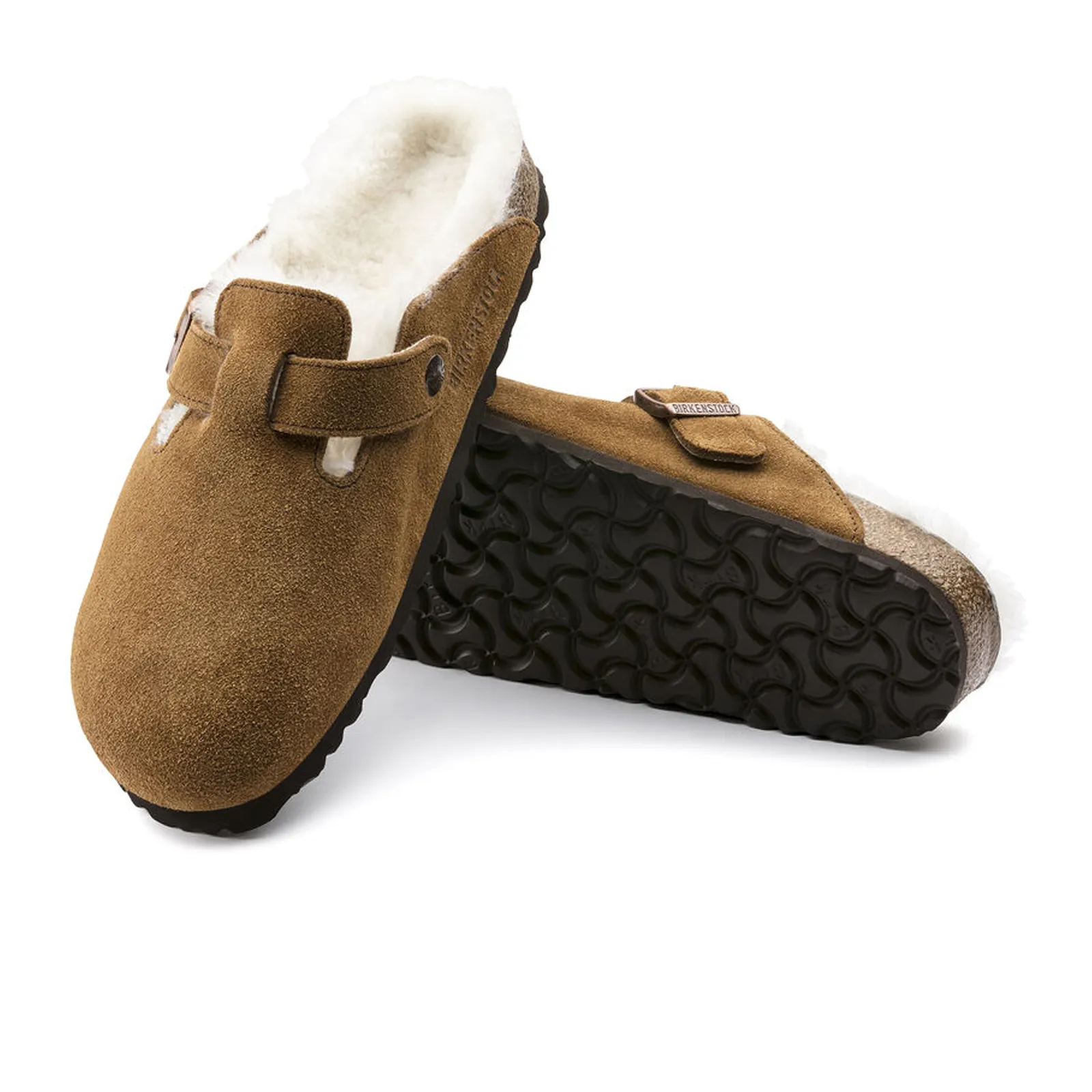 Birkenstock Boston Clog (Women) - Mink Suede/Natural Shearling