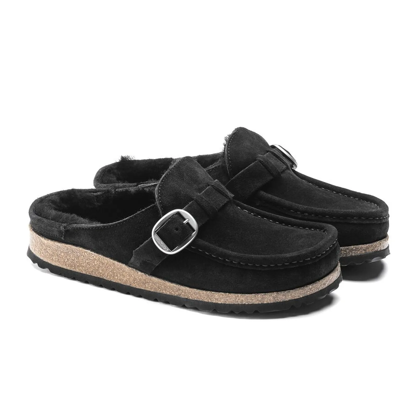 Birkenstock Buckley Narrow Clog (Women) - Black Suede/Black Shearling