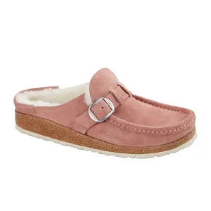 Birkenstock Buckley Narrow Clog (Women) - Pink Clay Suede/Natural Shearling