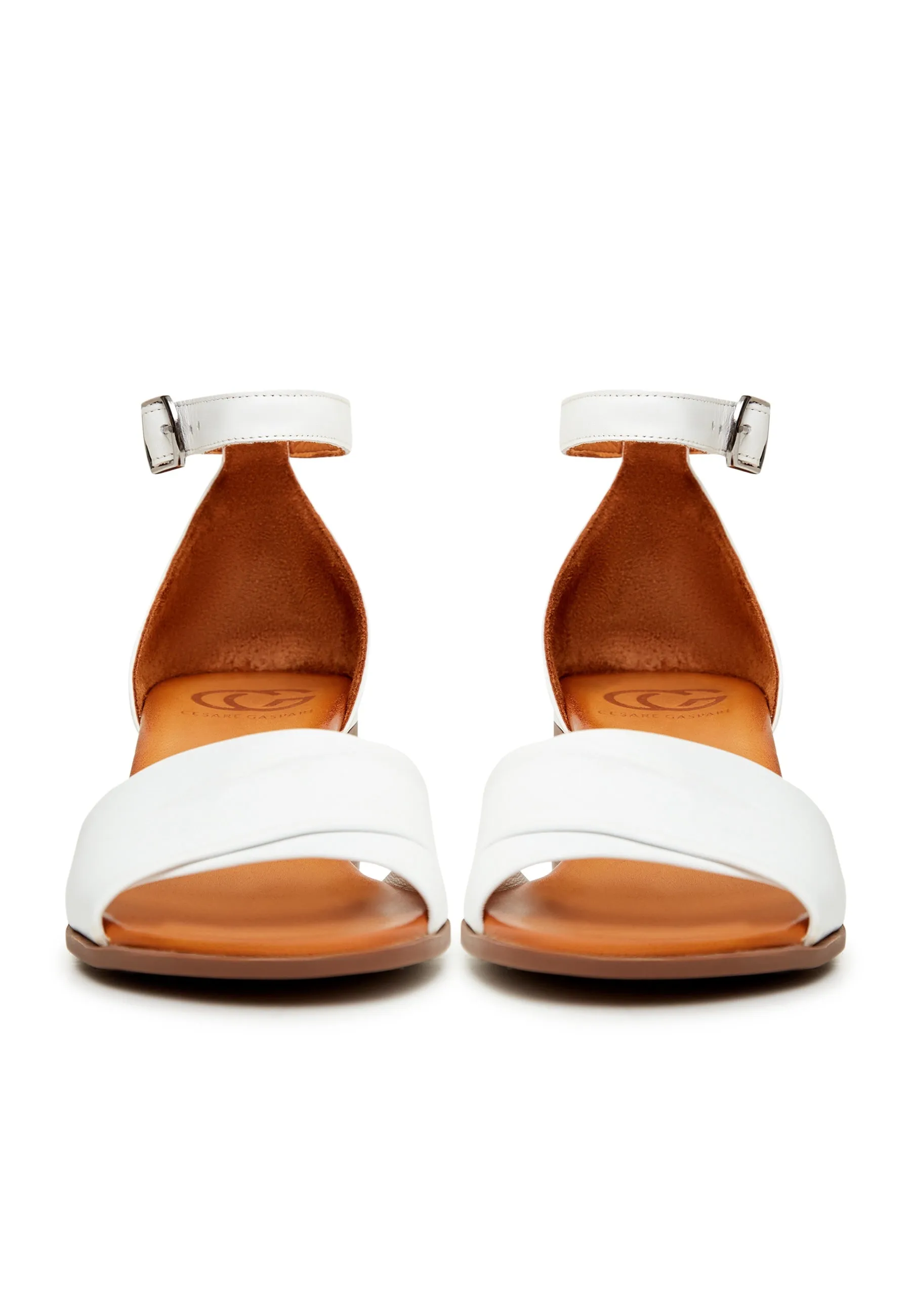 Block Heeled Sandals - White