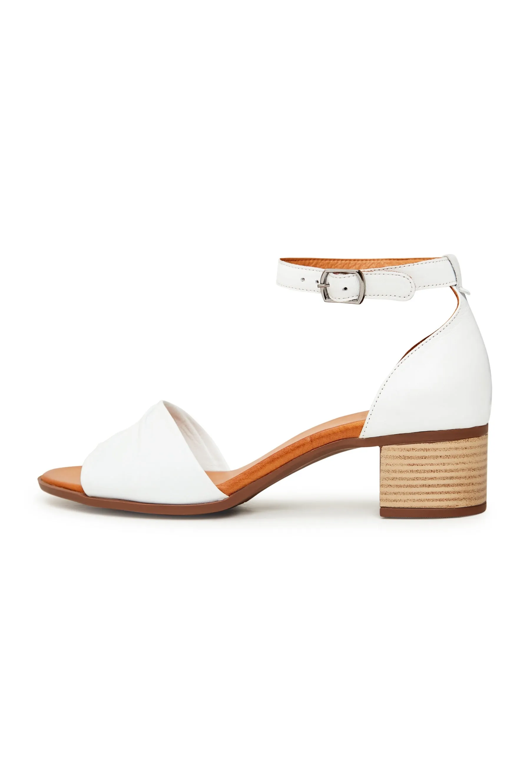 Block Heeled Sandals - White