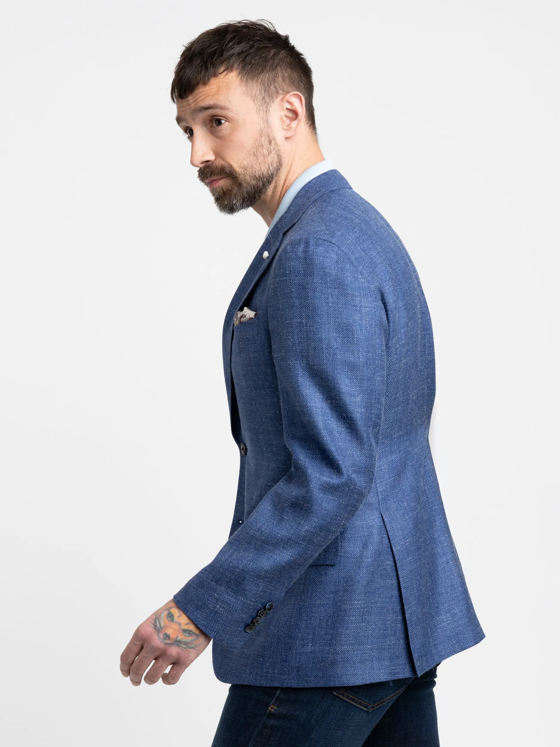 Blue Linen Sport Jacket