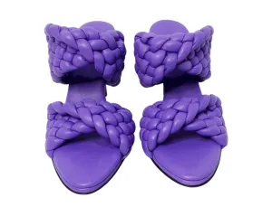 Bottega Veneta Purple Nappa Twisted Padded Intrecciato Curve Slide Sandals