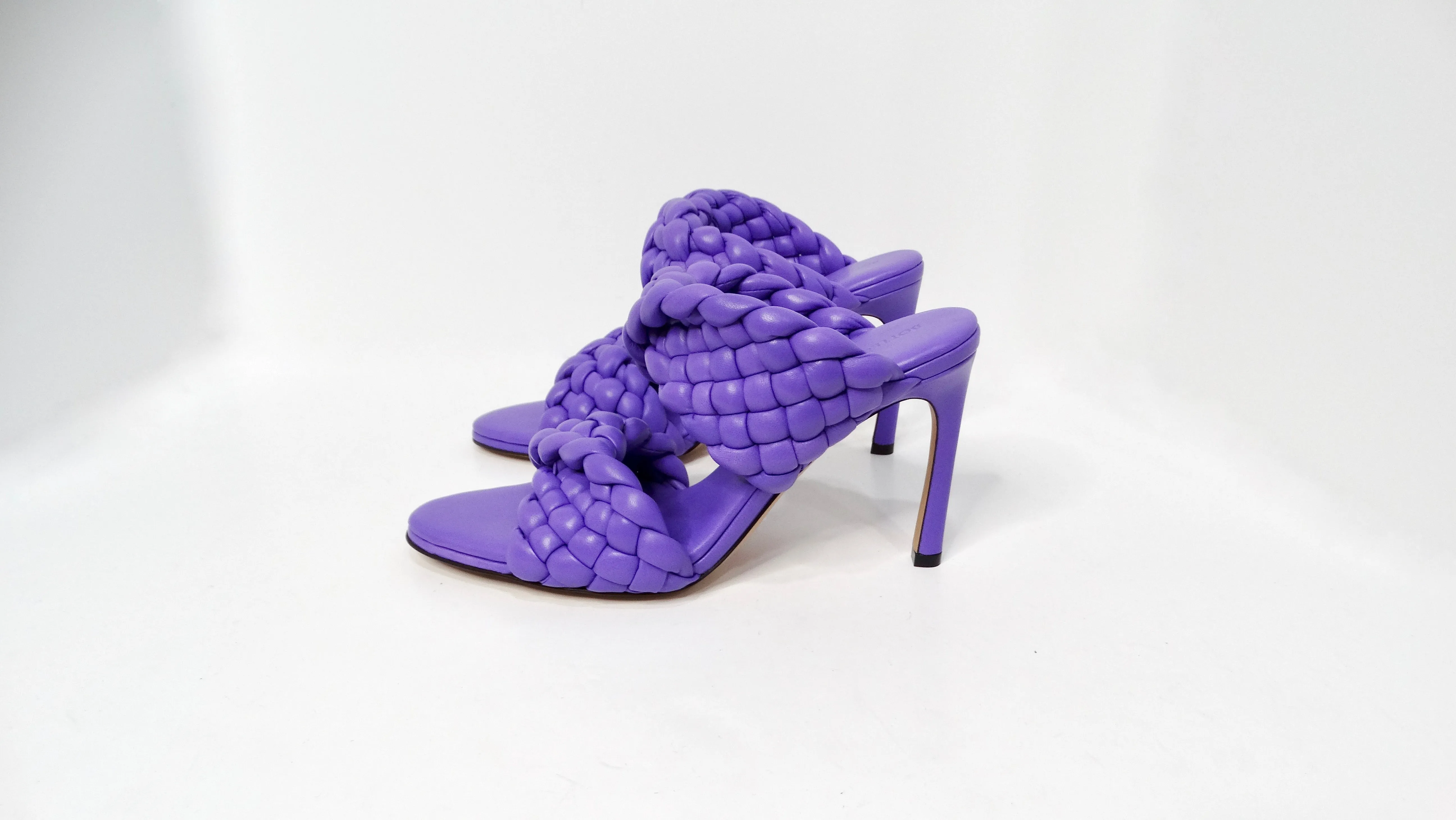 Bottega Veneta Purple Nappa Twisted Padded Intrecciato Curve Slide Sandals