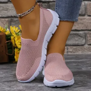 Breathable Mesh Round Toe Slip-Ons