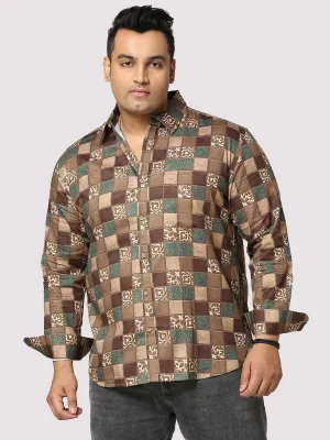 Bronze Blocks Digital Printed Full Sleeve Men's Plus Size