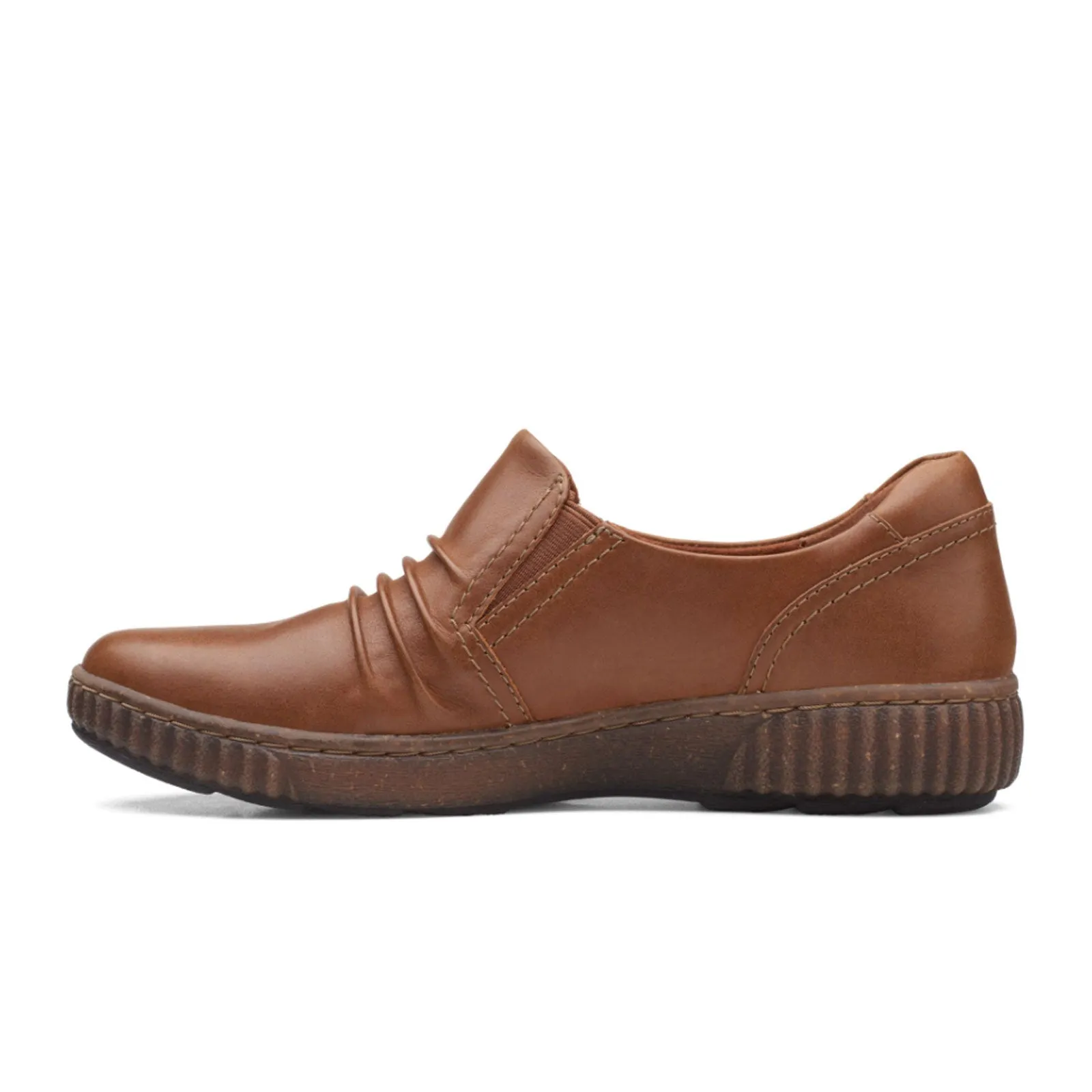 Clarks Magnolia Faye Slip On (Women) - Dark Tan Leather