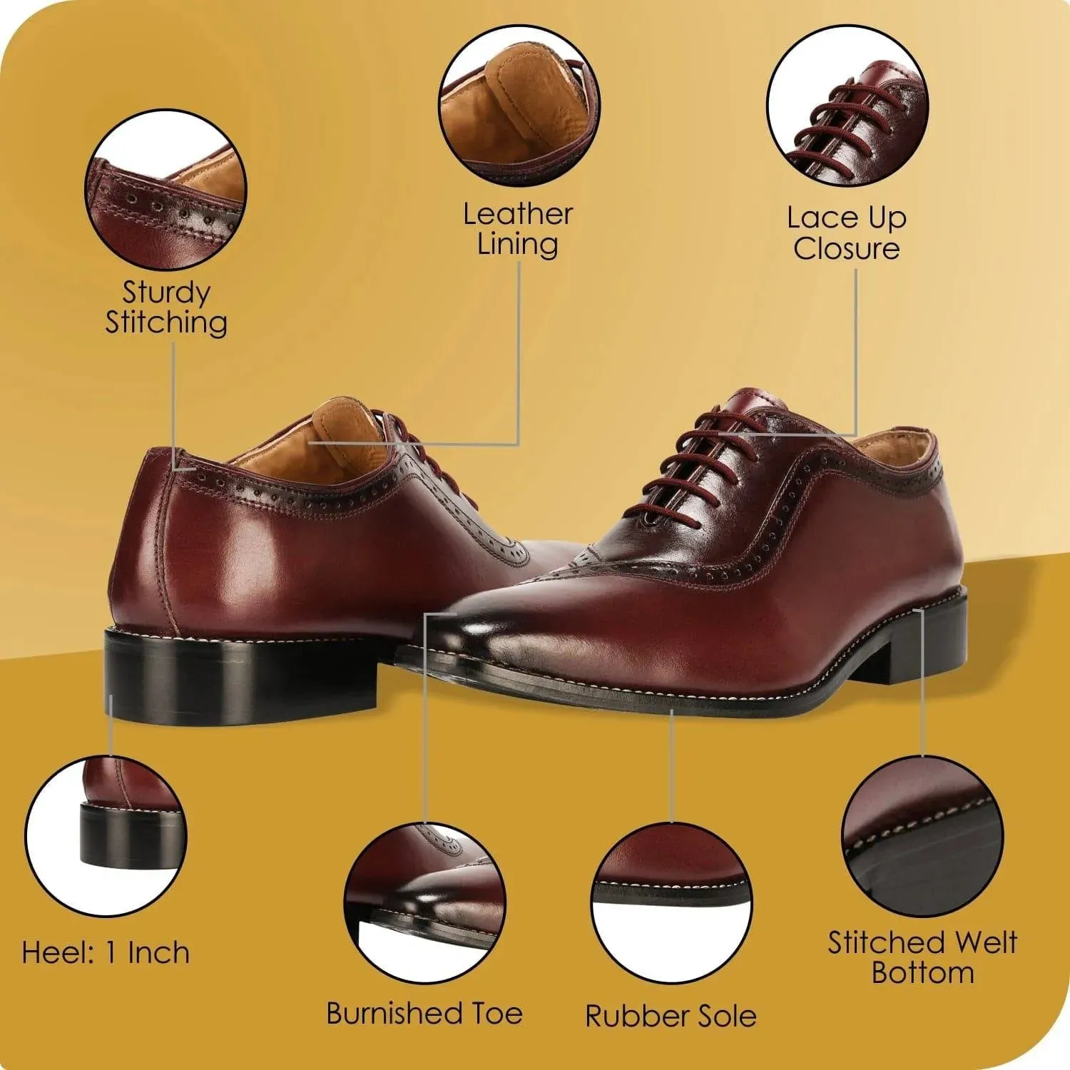 Debonair Men's Leather Oxford Dress Shoes