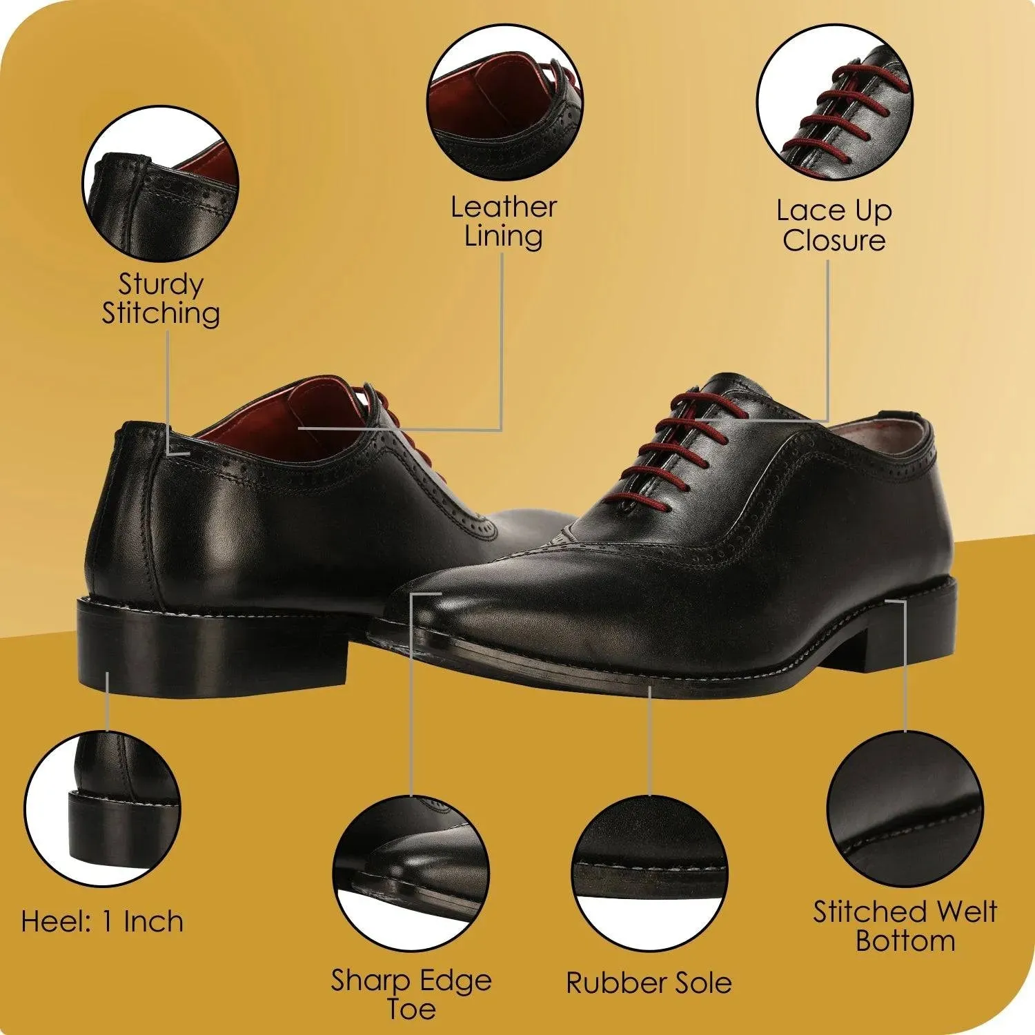 Debonair Men's Leather Oxford Dress Shoes