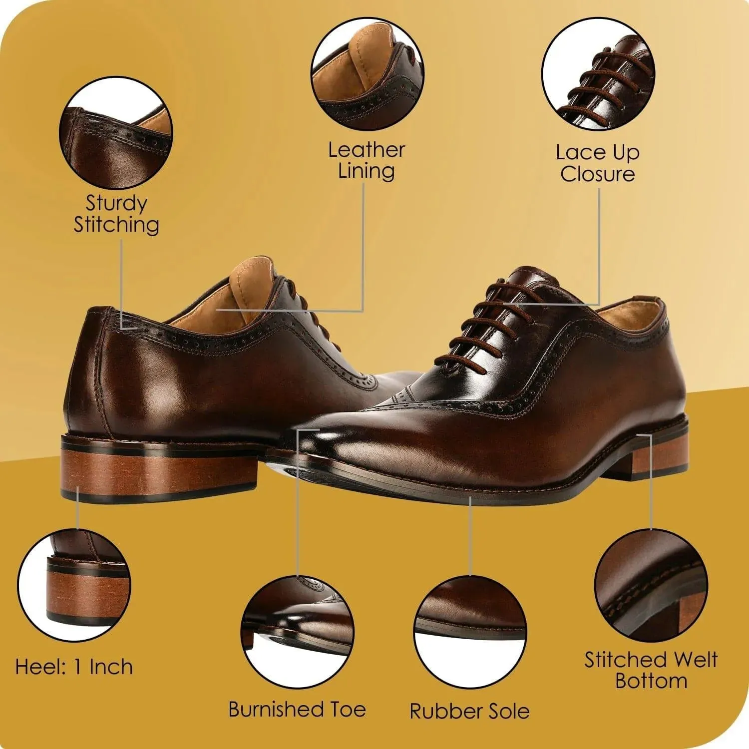 Debonair Men's Leather Oxford Dress Shoes