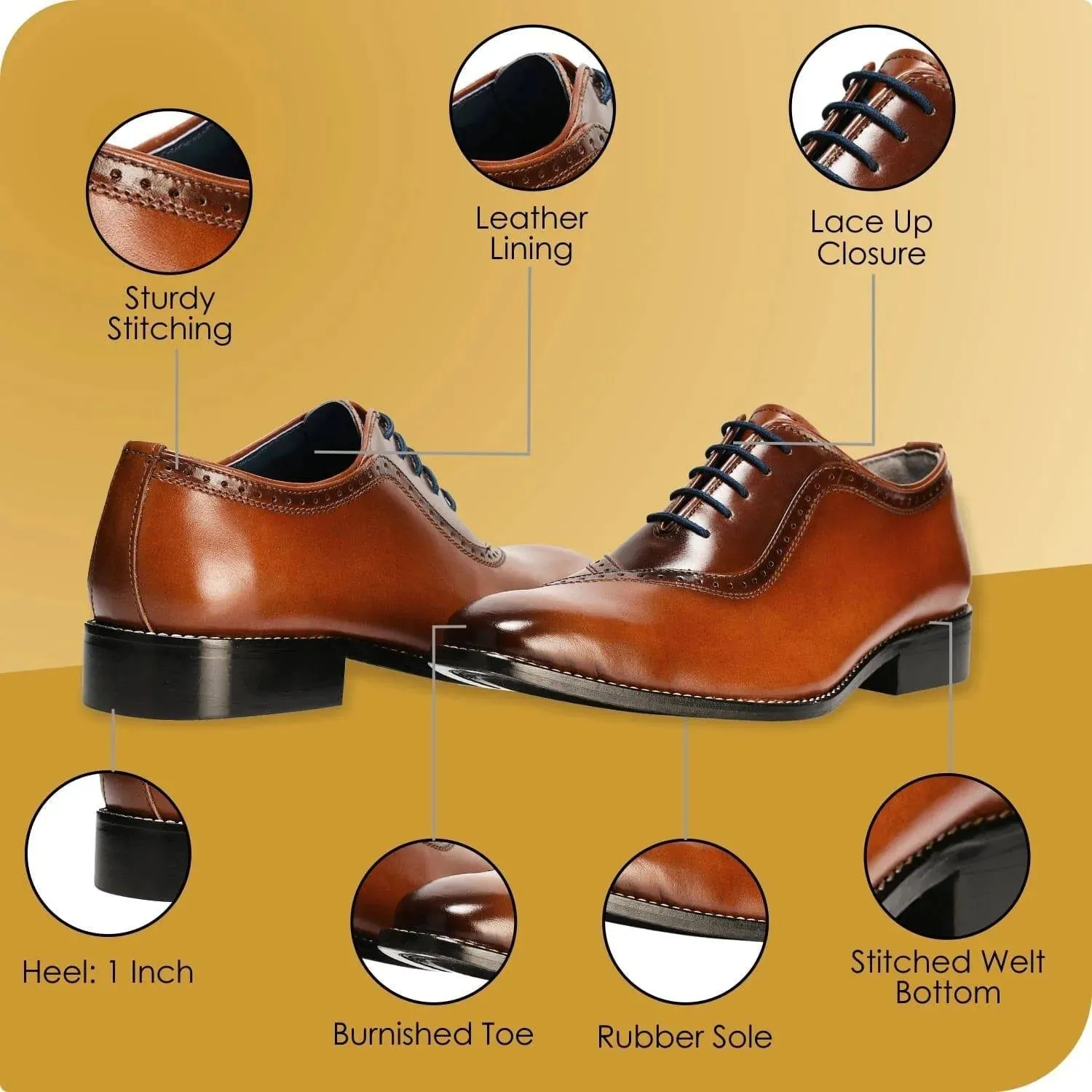 Debonair Men's Leather Oxford Dress Shoes