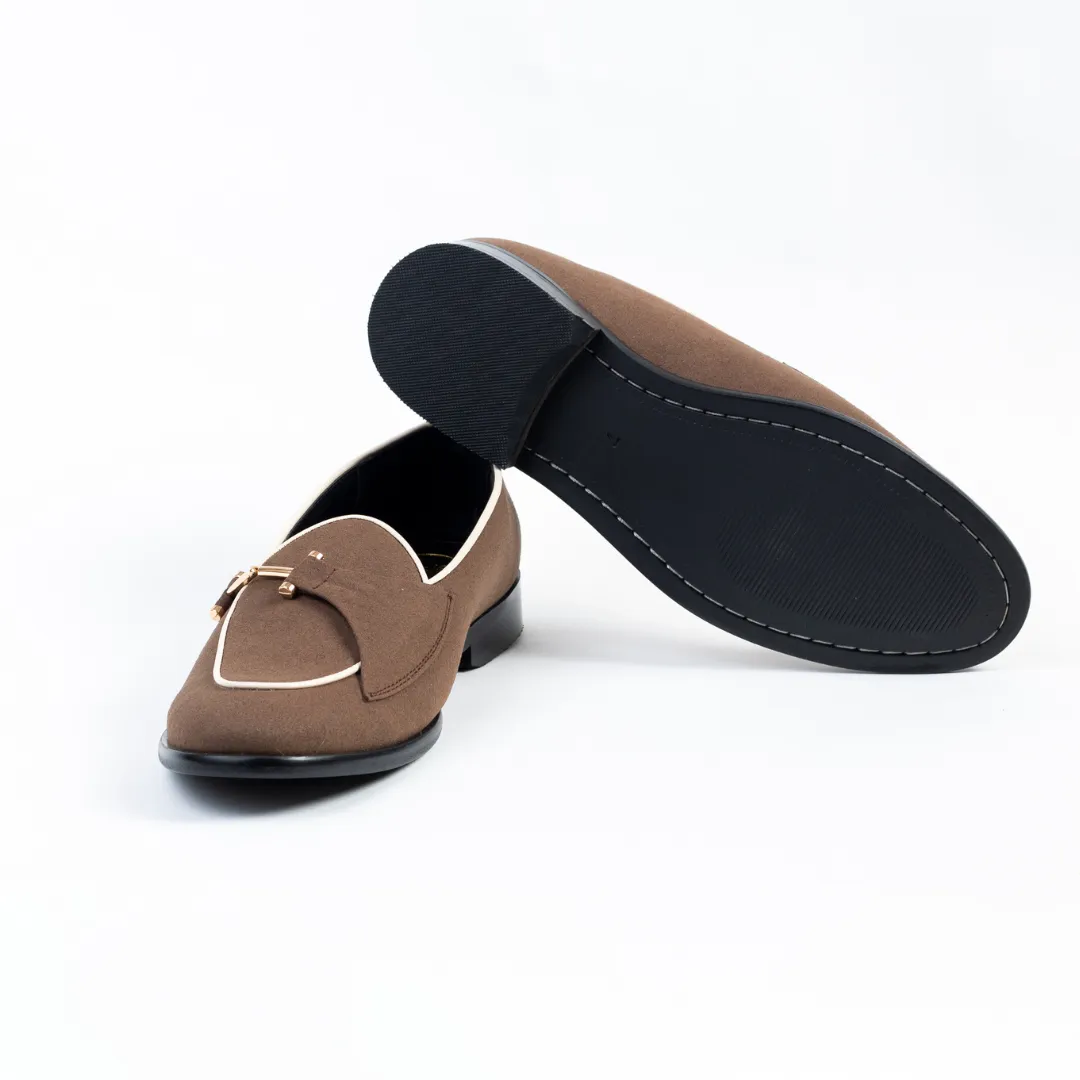 Eclecta Suede Side Buckle Slip Ons - Classic Brown