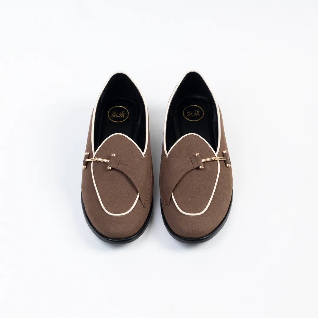 Eclecta Suede Side Buckle Slip Ons - Classic Brown