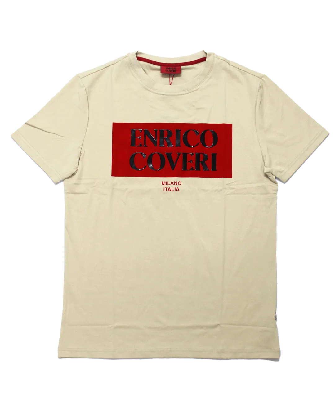 ENRICO COVERI Logo Red Khaki T Shirt