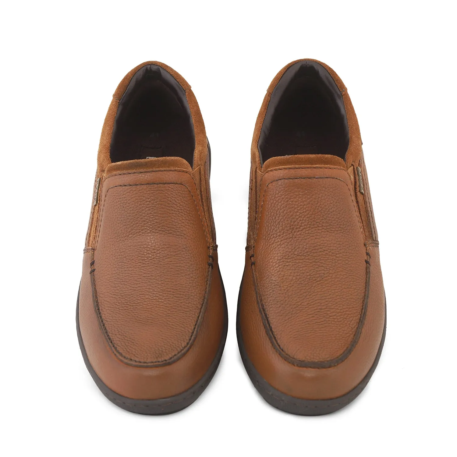 Ezok Men Tan Leather Slipon Shoes