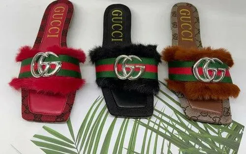 Fashion Design Fur Slide Sandals