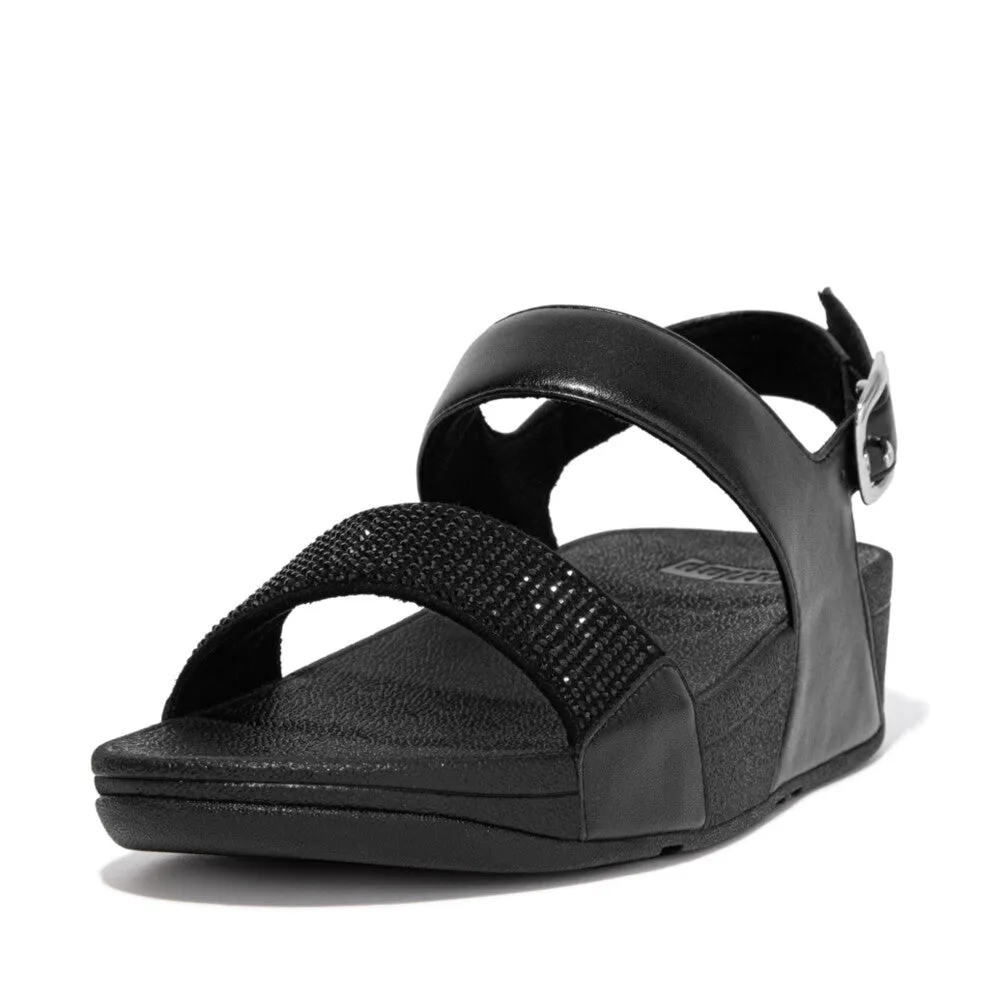 FitFlop Lulu Crystal Embellished Back-Strap Sandals Black