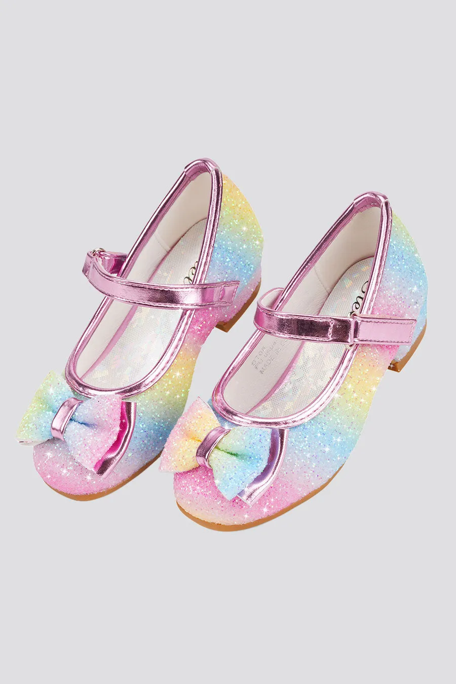 Girls Glitter Mary Jane Low Heel Shoes