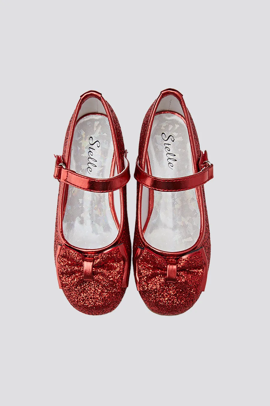 Girls Glitter Mary Jane Low Heel Shoes