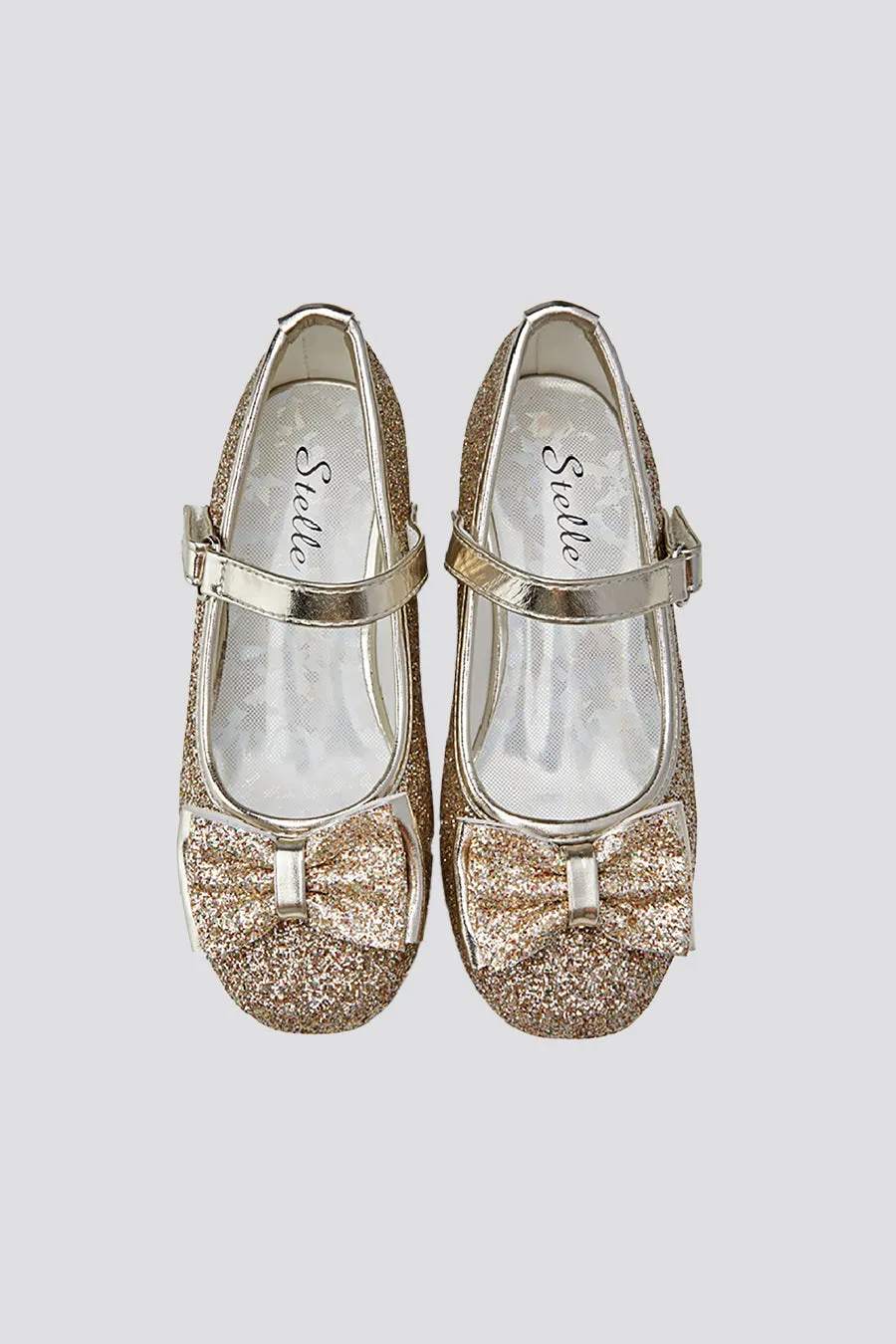 Girls Glitter Mary Jane Low Heel Shoes