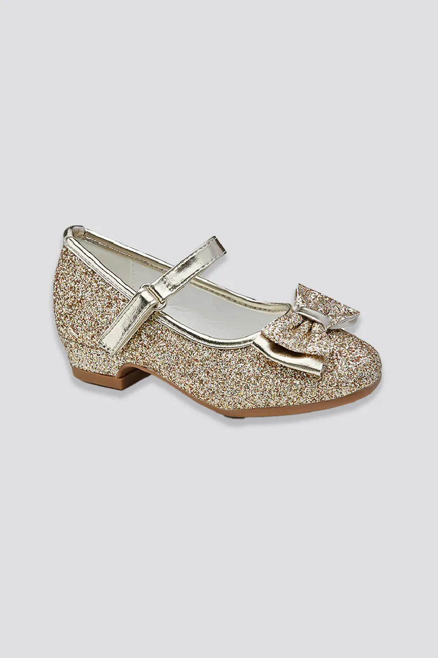 Girls Glitter Mary Jane Low Heel Shoes